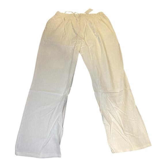 NWT Woman Within Plus Size White Jogger Pull On Pants 26W Tall Linen Stretch‎ - Picture 3 of 7
